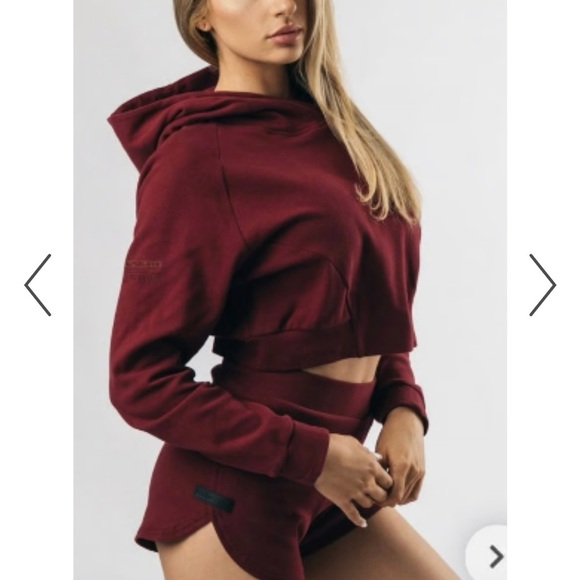 Alphalete Tops - Women’s Alphalete Maroon Red Cropped Lightweight Sweatshirt Size L